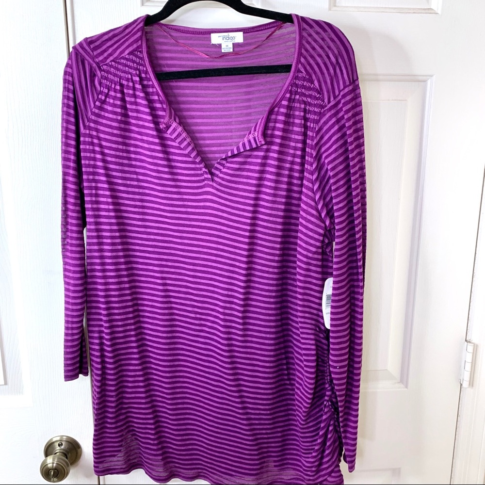 NWT INDIGO PURPLE STRIPED LONG SLEEVE TOP